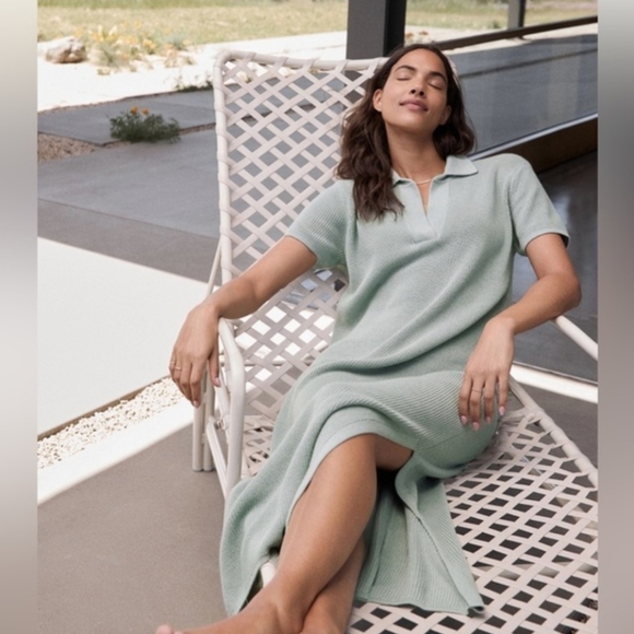 Haven Well Within Dresses & Skirts - Haven Well Within Sage Green Knit Organic Cotton Johnny Collar Maxi Dress S